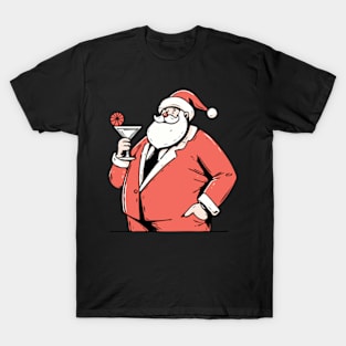 Retro Santa Enjoying a Cocktail T-Shirt